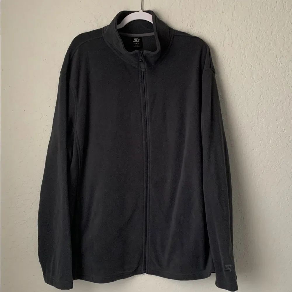 Starter Men’s Gray  Full-Zip Fleece Jacket Pockets  Size 2XL/50-52